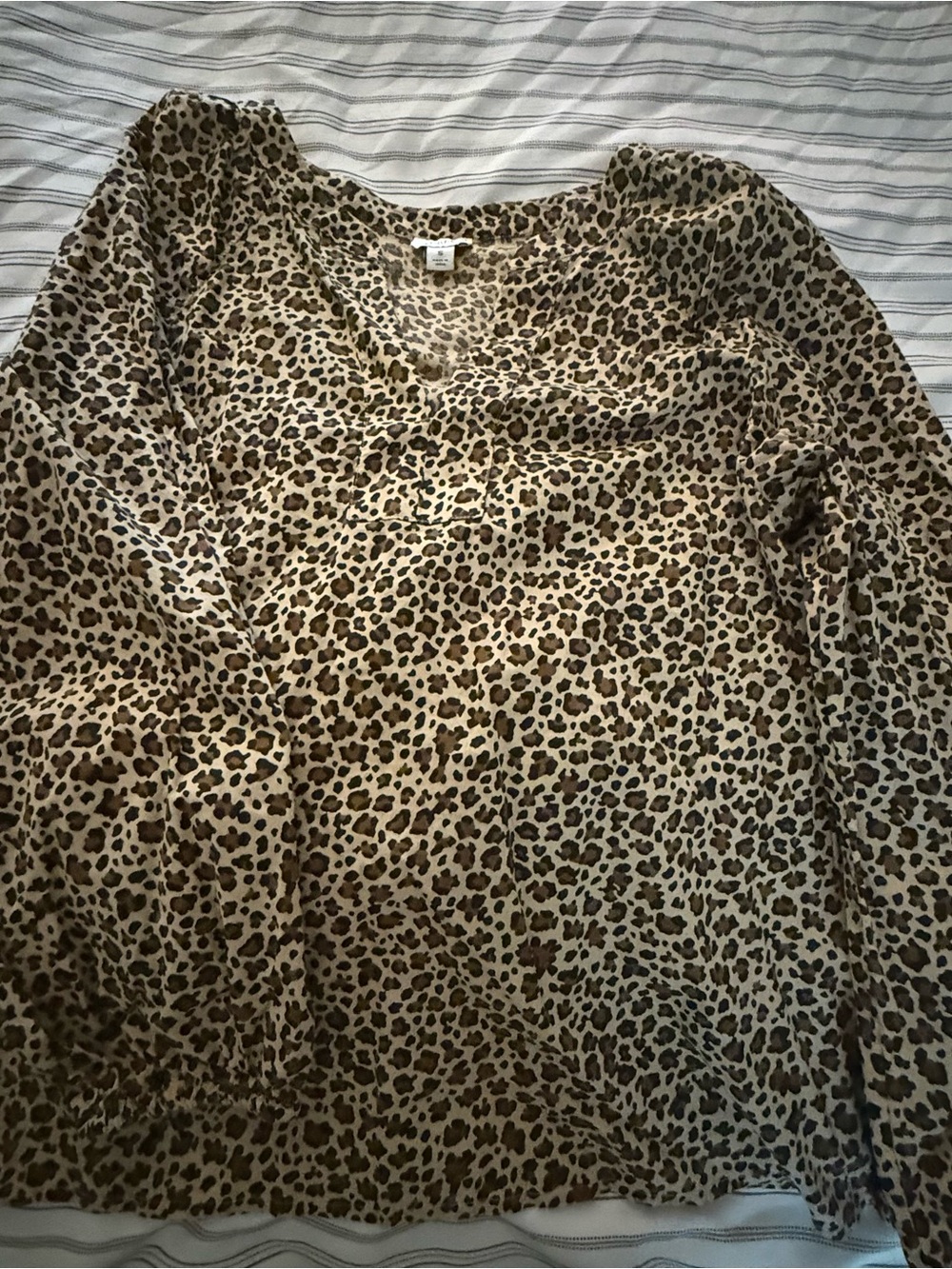 J. Crew Leopard Print V-Neck Blouse - Brown/Cream